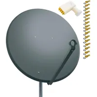 PremiumX Satelliten-Komplettanlage 100cm Satellitenschüssel Anthrazit Satellitenantenne Octo LNB F-Stecker,