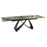 Esstisch ZAREL – Ausziehbar 180 bis 260 cm – Keramik und gehärtetes Glas – Grau-Taupe Marmoroptik