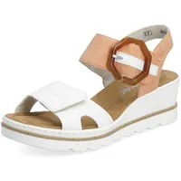 Rieker Damen Klassische Sandalen 67476, Frauen Sandalen,Sommerschuhe,Freizeitschuhe,offene Schuhe,Strandschuhe,Weiss Kombi (38),40 EU / 6.5 UK - 40 EU