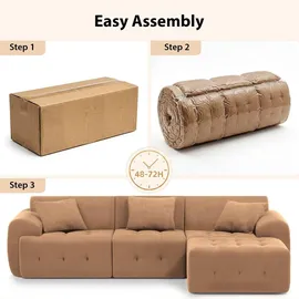 COMHOMA Ecksofa, 245 x 60 x 40 cm, Modulares Sofa mit Schlaffunktion, Schlafsofa, L Form Couch für Wohnzimmer, vakuumverpackt, Flexibel kombinierbar mit Ottomane