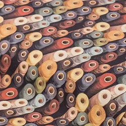 Baumwollstoff-Digitaldruck "Garnspulen", Serie Ria, bunt