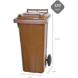 Proregal 2-Rad-Mülltonne MGB HDPE-Kunststoff 120 Liter Braun