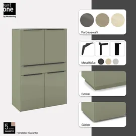 Set One by Musterring Highboard 92 x 140 x 42 cm Olivgrün matt lack / Olivgrün glanz