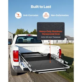 Vevor ausziehbarer Ladeflächen-Organizer (1600 x 1194 mm) Ladeflächen-Aufbewahrungsschublade mit 453,6 kg Tragkraft & 6 beweglichen Ringen zur Sicherung, ausziehbares Fach für Trucks Schwarz