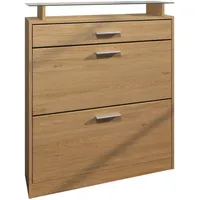 Vladon Schuhschrank Honigeiche, Holzwerkstoff, 89x104x23 cm, Garderobe, Schuhaufbewahrung, Schuhkipper