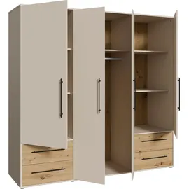 Forte Drehtürenschrank Mokkaris 205,9 x 200,1 x 58,8 cm Beige/Khaki