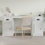 vidaXL Schreibtisch mit Stauraum Weiß Holzwerkstoff