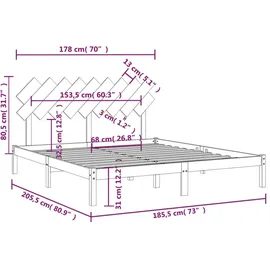 vidaXL Massivholzbett 180 x 200 cm Braun