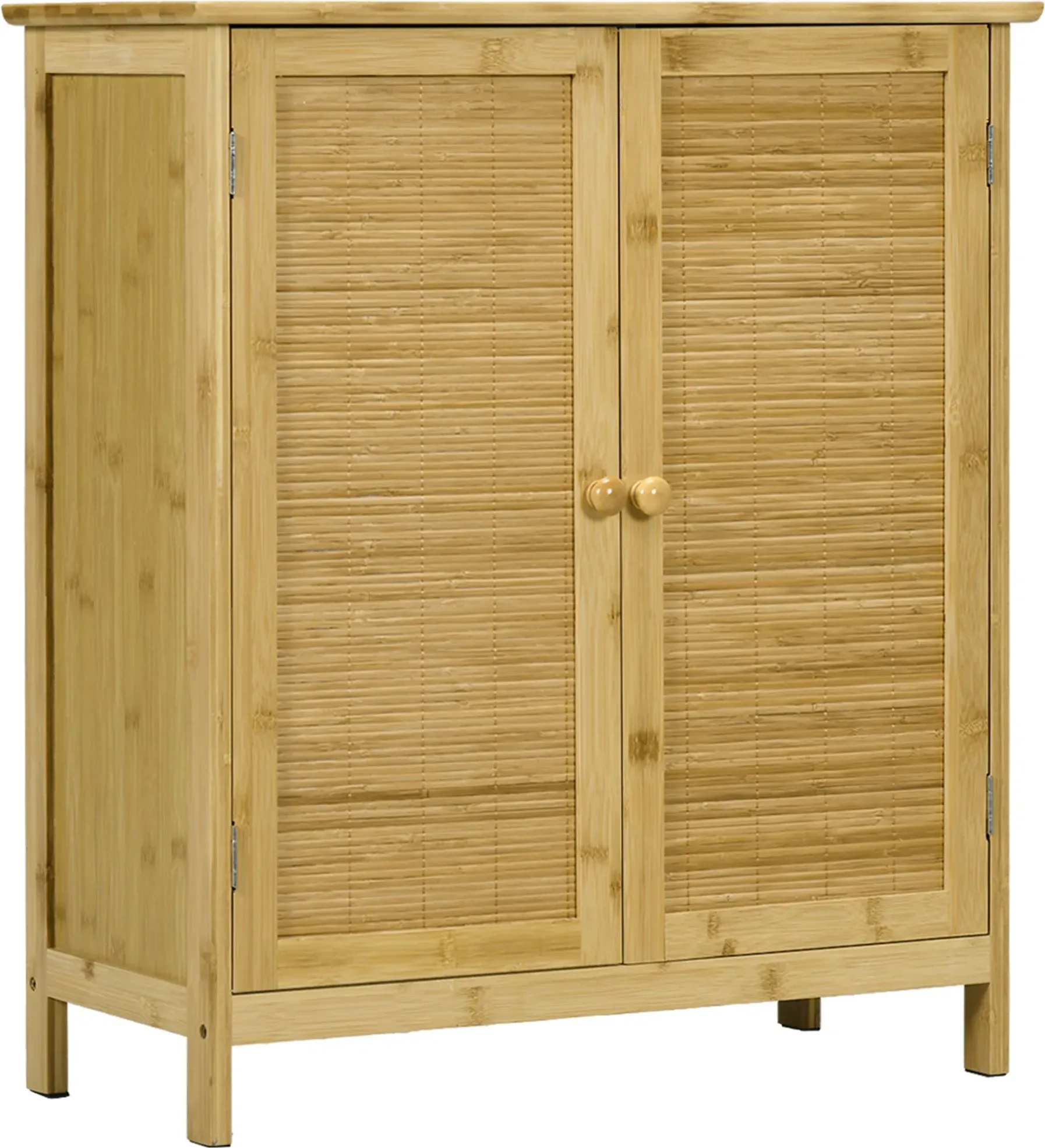 HOMCOM 2-türiges Bambus-Sideboard, Boho-Wohnzimmer-Sideboard mit 2 Einlegeböden, für Küche, Flur, Schlafzimmer, Natur, 60x27x67,5 cm   Aosom