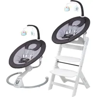 BabyGO Hochstuhl »Family Homey Set, weiß/dunkelgrau«, mit elektrischer Babywippe