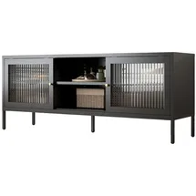 Coemo Lowboard Tokio Schwarz Metall Schrank mit Glastüren