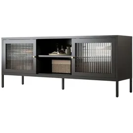 Coemo Lowboard Tokio Schwarz Metall Schrank mit Glastüren