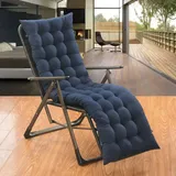 Highdi Liegenauflage Auflage für Gartenliege mit Bändern, Einfarbiges Bequeme Antirutsch Polster Auflage Stuhlkissen für Deckchair Sonnenliege Liegestuhl Gartenmöbel (Marineblau,48x168cm)