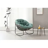 Fine Life Pro Schaukelsessel Rattan-Schaukelstuhl, gepolsterter Schaukel- und Relaxsessel grün