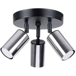 SOLLUX LIGHTING Deckenleuchte "Plafond WINX 3P schwarz/chrom", schwarz (schwarz, chrom), H: 20cm, Lampen, einstellbarer Lichtstrahl