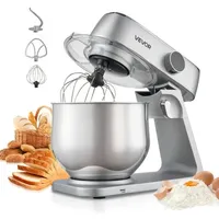 Knetmaschine Küchenmaschine Zum Backen, 1800 W Teigmaschine Mit Edelstahlschüsseln (7,4 L) & Knethaken & Rührbesen & Schneebesen, 10-gang Einstellbare Kippbare Rührmaschine Standmixer
