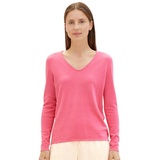 TOM TAILOR V-Ausschnitt-Pullover, aus Feinstrick, Pink,