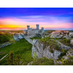 Fototapete PAPERMOON "Burg in Landschaft", bunt, B:3,50m L:2,60m, Vlies, Tapeten