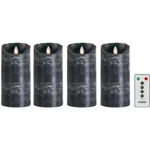 SOMPEX LED Kerzen mit Timerfunktion und flackernder Flamme, anthrazit ⌀ 8cm, Höhe wählbar 12,5 cm, 18cm, 23cm, Adventskranz 4er Sets, Weihnachtsdeko, LED Deko (4x18cm mit Fernbedienung)
