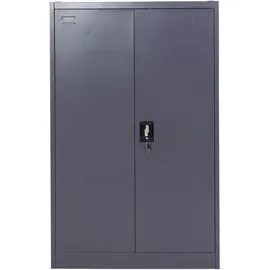 Mendler Aktenschrank HWC-H17, Stahlschrank Büroschrank Schrank, 2 Türen abschließbar Metall ~ 140x90x40cm dunkelgrau