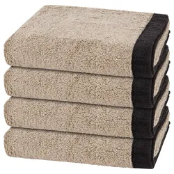 Cawö Lifestyle Splash 4er Set Handtuch Leinen / basalt Schwarz 