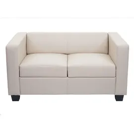 Mendler 2er Sofa Couch Loungesofa Lille ~ Leder, creme