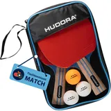 Hudora Tischtennis-Set, 3 Schläger/3 Bälle/Tasche, Holz