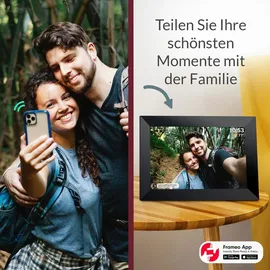 Xoro CPF 10C1 Digitaler Bilderrahmen 10.1 Zoll IPS Touchscreen, WLAN, 16 GB, App-Steuerung, 1280x800, schwarzer Rahmen
