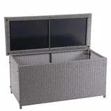 Poly-rattan Kissenbox Hhg 570, Gartentruhe Auflagenbox Truhe Basic Grau, 63x135x52cm 320l