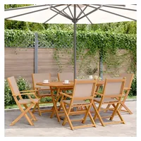 VidaXL 7-tlg. Garten-Essgruppe Stoff und Massivholz Taupe