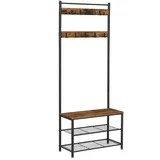 VASAGLE Garderobenbank mit Haken und Schuhrost HSR41BX braun, schwarz Metall 70,0 cm