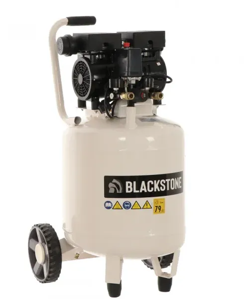 BlackStone V-SBC50-10 - Leiser Oilless Kompressor - Motor 1 PS - 50l Tank - mit senkrechtem