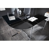 Riess Ambiente riess-ambiente Exklusiver Design Eck-Schreibtisch BIG DEAL 180cm Glas schwarz Bürotisch Tisch