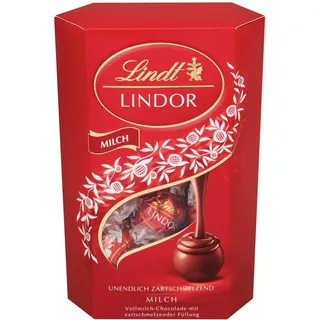 Lindt Schokolade LINDOR Kugeln Milch | 200g Cornet | Vollmilch-Schokolade mit zartschmelzender Füllung | Pralinen-Geschenk | Schokoladen-Geschenk