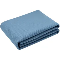 ZOLLNER Waffelpique Decke, 150x200 cm, Baumwolle, atmungsaktiv, blau