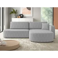 MIRJAN24 Ecksofa Zerte Cord, mit Bettkasten und Schlaffunktion, 252x175x72-82 cm, Holzkonstruktion grau