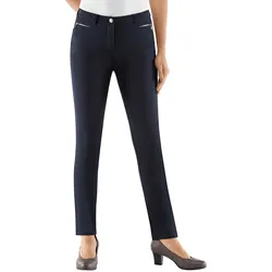 Thermohose STEHMANN, Damen, Gr. 48, Normalgrößen, blau (marine), 76% Viskose, 21% Polyamid, 3% Elasthan, unifarben, lang, Hosen Thermohose Gerade Hose