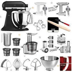 KitchenAid Artisan Küchenmaschine 5KSM175 Mega-Winter-Paket Gusseisen Schwarz