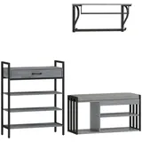Homcom Schuhregal, Grau, Metall, Nachbildung, 1 Schubladen, Füllung: Schaumstoff, 30x87.6x70 cm, Garderobe, Schuhaufbewahrung, Schuhregale