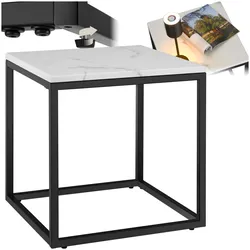 tectake® Marmor-Beistelltisch, quadratisch, solides Stahlgestell, mit höhenverstellbaren Kunststofffüßen
