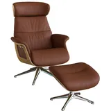 flexlux Relaxsessel FLEXLUX "Clement Rücken u. Kopfverstellung, ergonomisch, Airchannels", braun (old chestnut braun), B:83cm H:112cm T:125cm, 100% Echteder, Sessel, Relaxsessel, Rücken- & Kopfteilverstellung, Drehbar, Armlehne Eiche, Fuß Alu