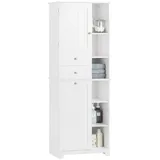 SoBuy - BZR104-W Hochschrank mit ausklappbarem Wäschesack Badezimmer Schrank Badschrank schmal Wäscheschrank Badregal Badezimmerschrank