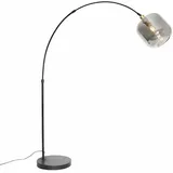 QAZQA Bogenlampe schwarz mit gold mit Rauchglas - Zuzanna