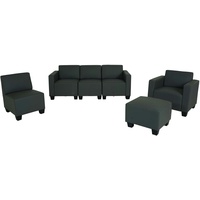 Mendler Modular Sofa-System Couch-Garnitur Lyon 3-1-1-1, Kunstleder ~ dunkelgrau