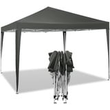 Woltu Pavillon Pop-Up wasserdichter Faltpavillon Sonnenschutz Event Pavillon Gartenpavillon auf Terrasse Camping Festival Pagodenzelt aus Oxford Metallrahmen 3 x 3 m Grau