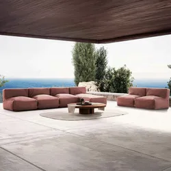 Oviala Business Modulares Gartenmöbel für 6 Personen mit Terracotta-Liege