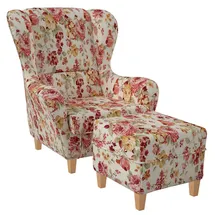 Supellex Ohrensessel Sofia mit Hocker Polyester 70 x 100 x 80 cm mehrfarbig