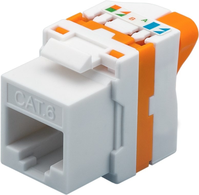 Goobay Keystone Modul RJ45 CAT 6, UTP - 16,6 mm Breite, Klemmleiste für LSA Montage (werkzeugfrei), drehbarer Aufsatz