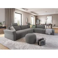 Ecksofa SIT & MORE "Cadabra L-Form" Sofas Gr. B/H/T: 356cm x 80cm x 292cm, Struktur fein, Ottomane rechts, grau Breite 356 cm, mit Sitztiefenverstellung