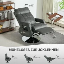 Homcom Relaxsessel Textil 69 x 124 x 84 cm Dunkelgrau elektrisch drehbar